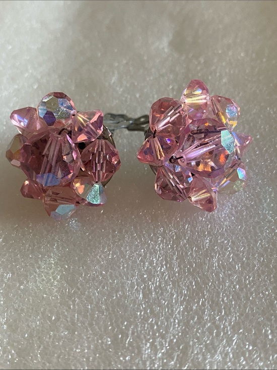 Jewelry - Pink Crystal Cluster Stud Earrings - Women's Jewelry
